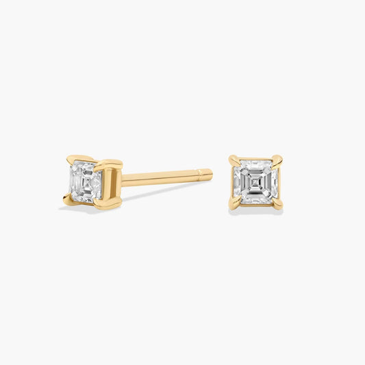 CVD Diamond Princess-Cut Style Studs in Gold