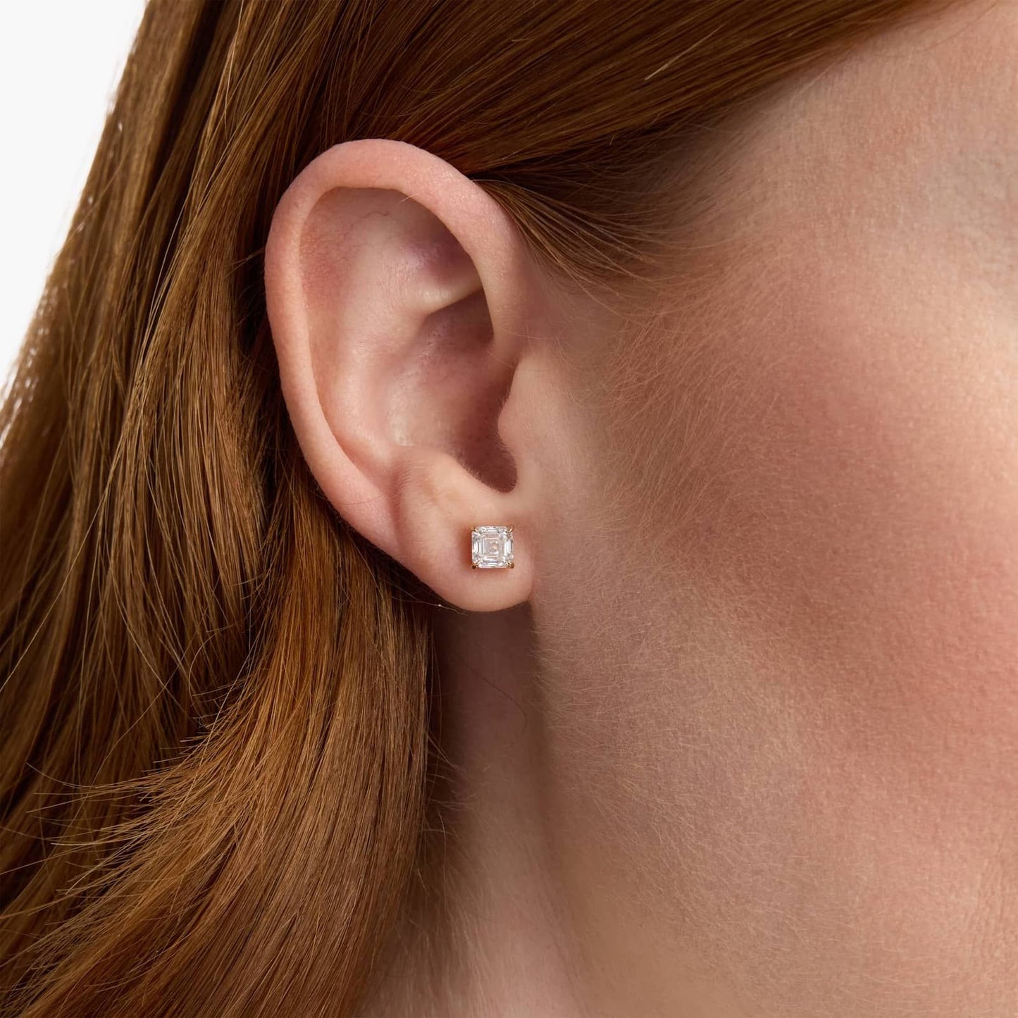 CVD Diamond Princess-Cut Style Studs in Gold