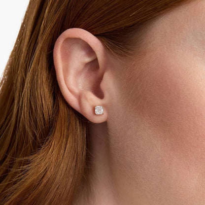 CVD Diamond Princess-Cut Style Studs in Gold