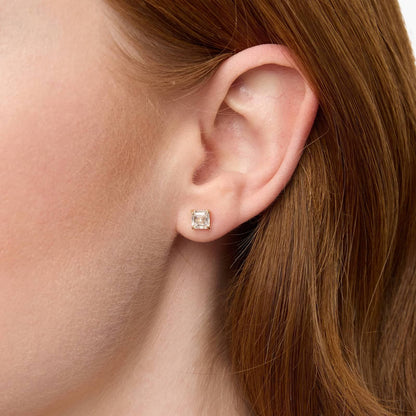 CVD Diamond Princess-Cut Style Studs in Gold