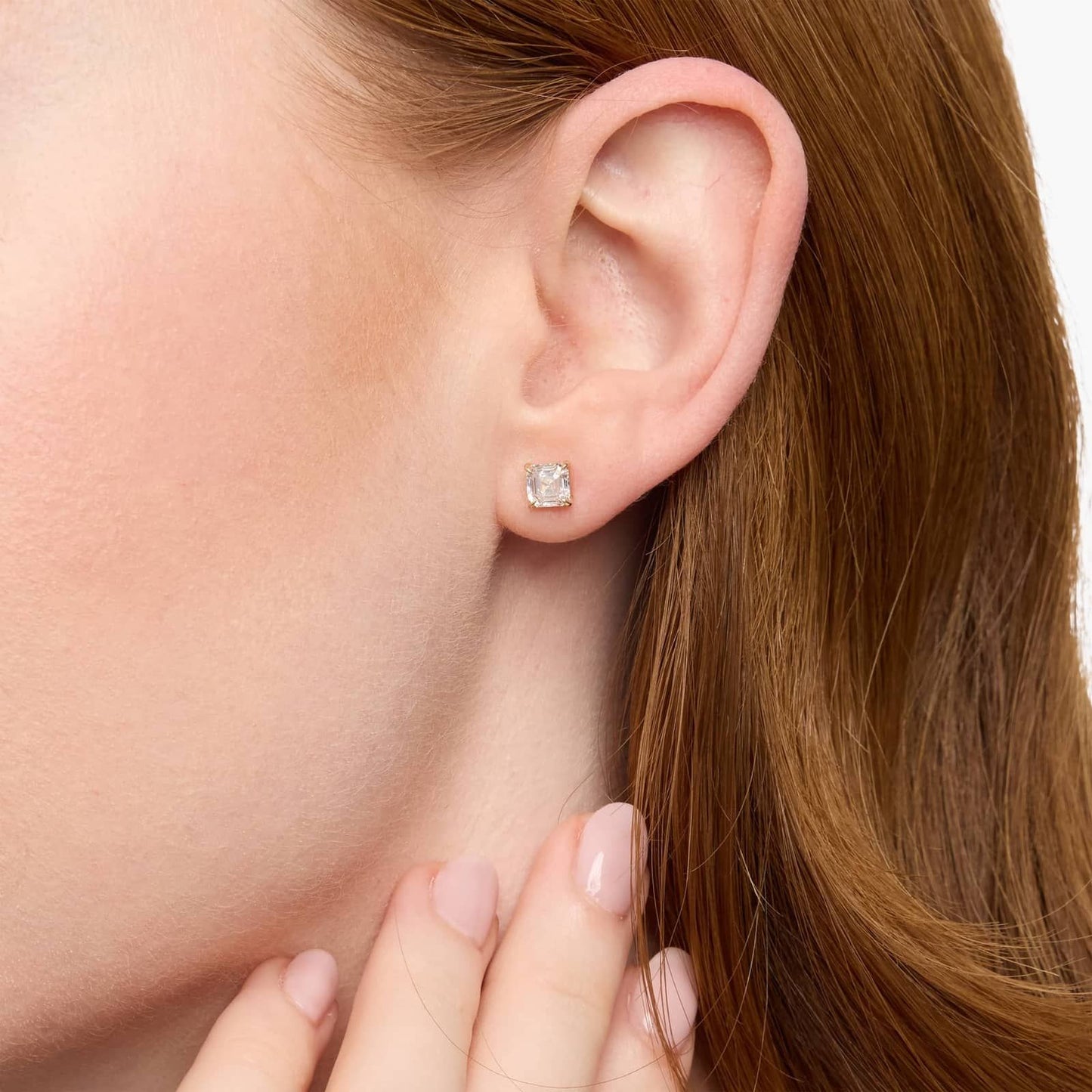 CVD Diamond Princess-Cut Style Studs in Gold