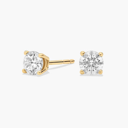 Classic Round Diamond Stud Earrings in Gold