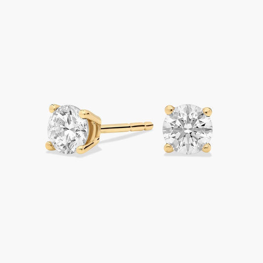 Classic Round Diamond Stud Earrings in Gold
