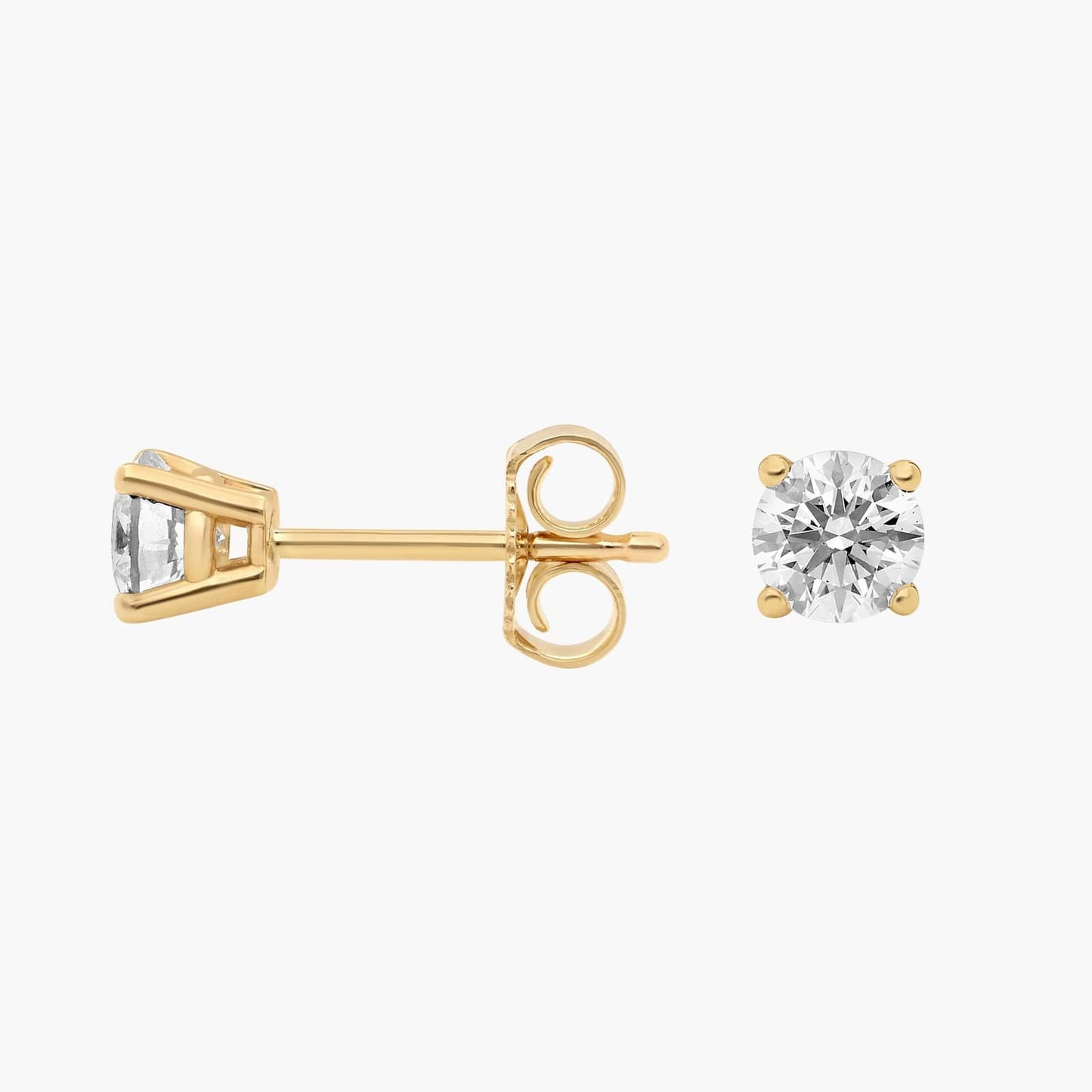 Classic Round Diamond Stud Earrings in Gold