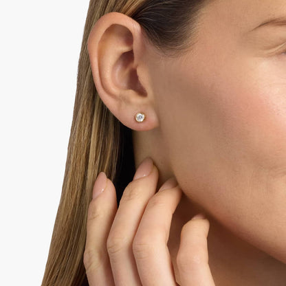 CVD EF-VVS1 0.5 Ct Diamond Halo Circle Stud Earrings