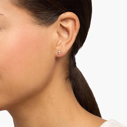 CVD EF-VVS1 Bezel-Set Emerald-Cut Diamond Stud Earrings