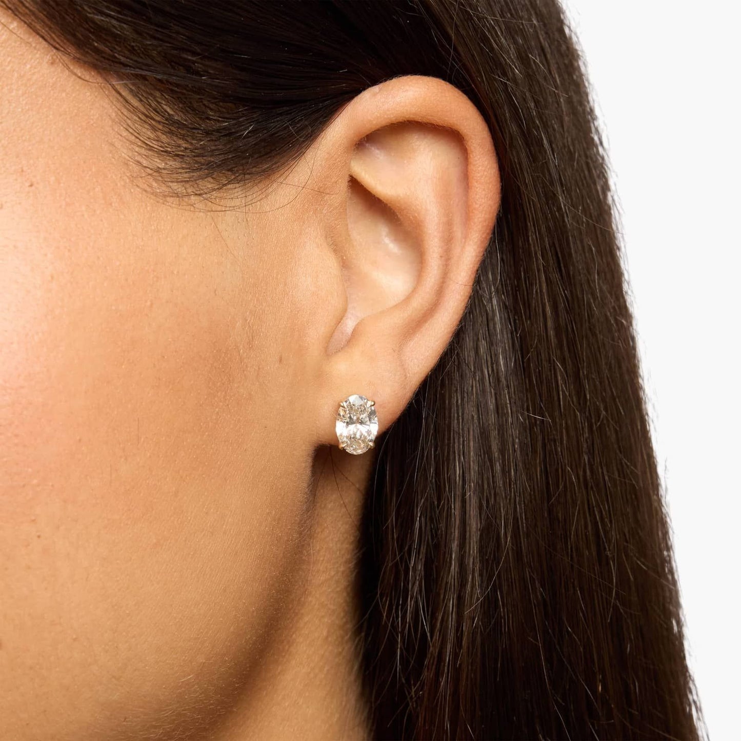 Oval Diamond Halo Style Earrings in Gold