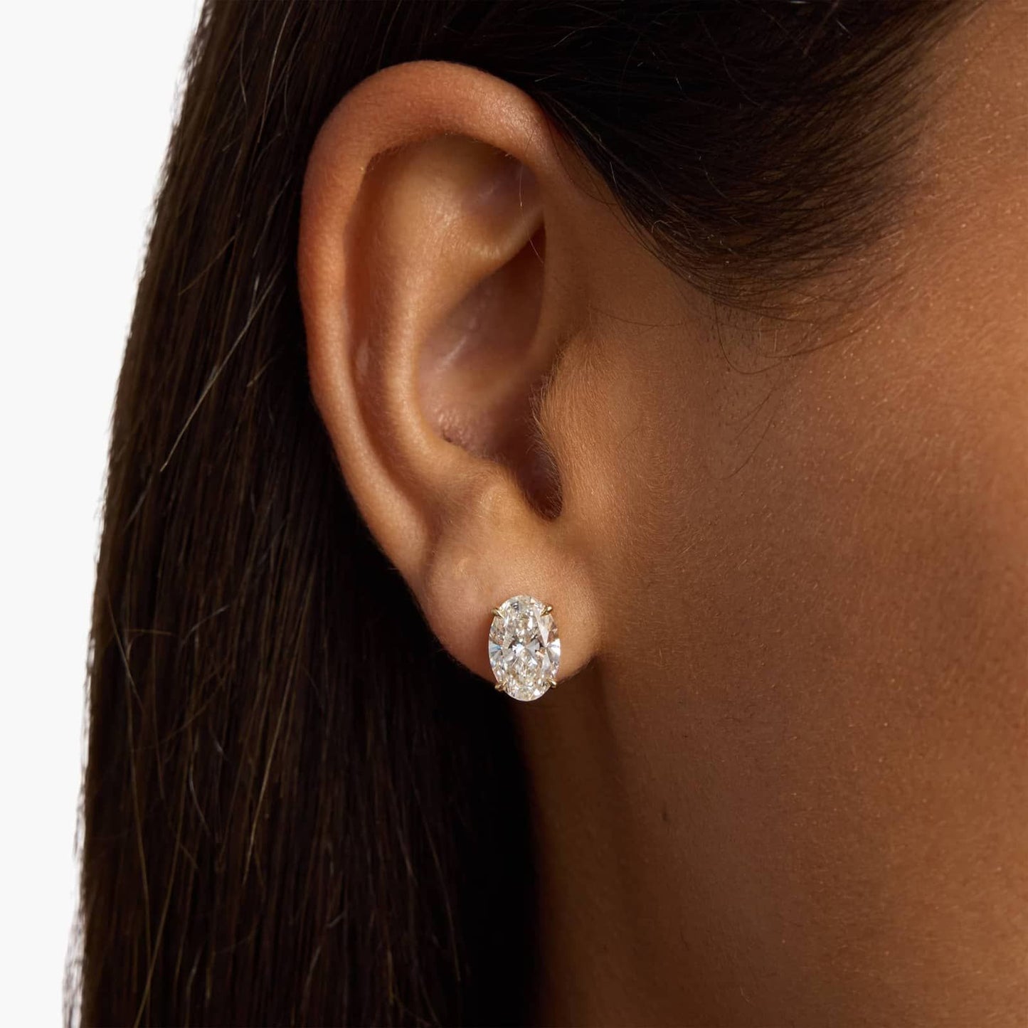 Oval Diamond Halo Style Earrings in Gold