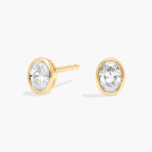 Minimalist Diamond Bezel Stud Earrings in Gold