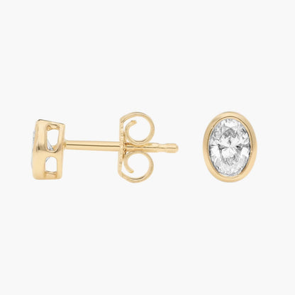 Minimalist Diamond Bezel Stud Earrings in Gold