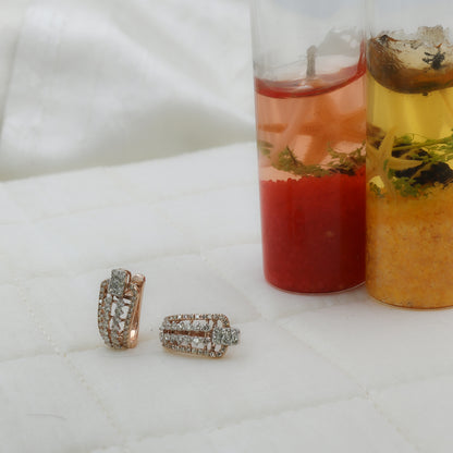 Diamond Tiered Architectural J-Hoop Earrings