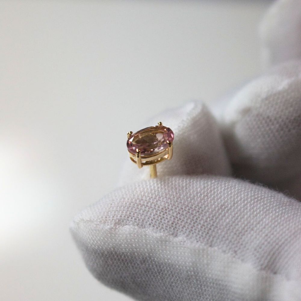 Yellow Gold Bezel-Set Tourmaline Stud Earrings