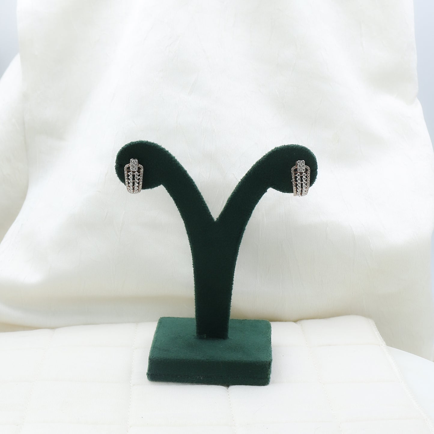 Diamond Tiered Architectural J-Hoop Earrings