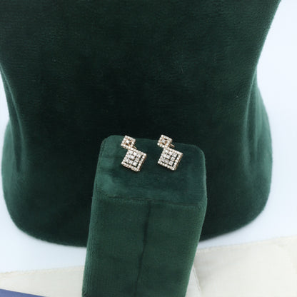 Diamond Geometric Drop Stud Earrings