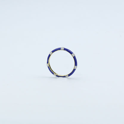 Royal Blue Enamel and Diamond Accent Band Ring