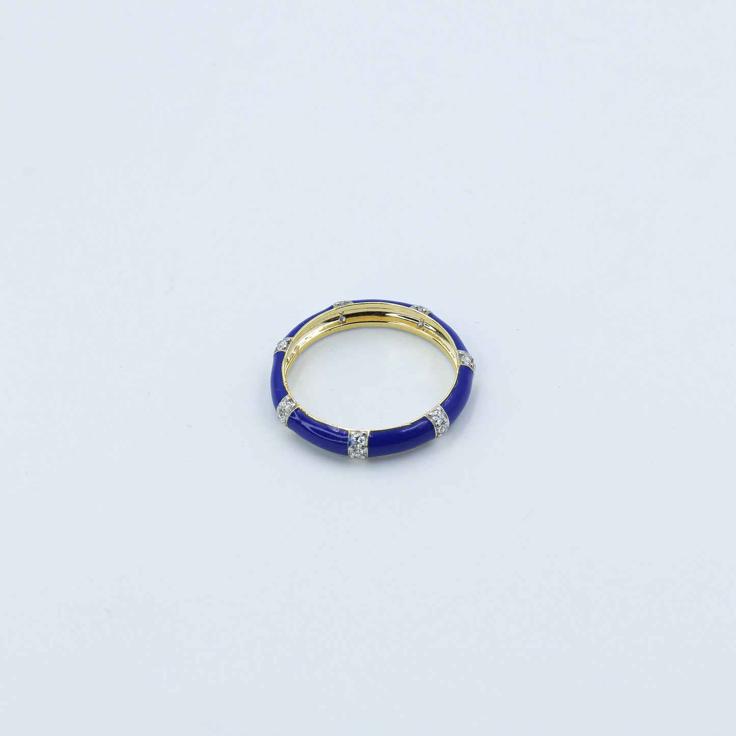 Royal Blue Enamel and Diamond Accent Band Ring