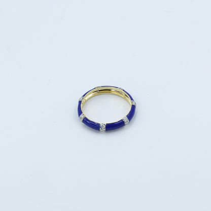 Royal Blue Enamel and Diamond Accent Band Ring