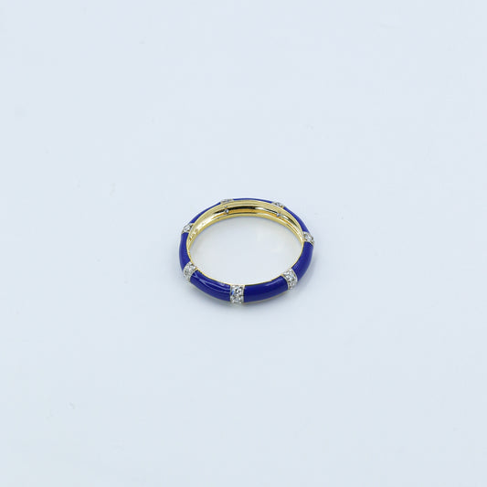 Royal Blue Enamel and Diamond Accent Band Ring