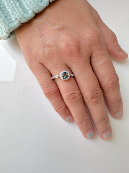 Blue Toapz & Diamond Engagement Ring 14K Gold