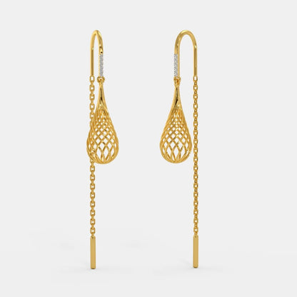 Elegant Long Dangle Diamond Earrings
