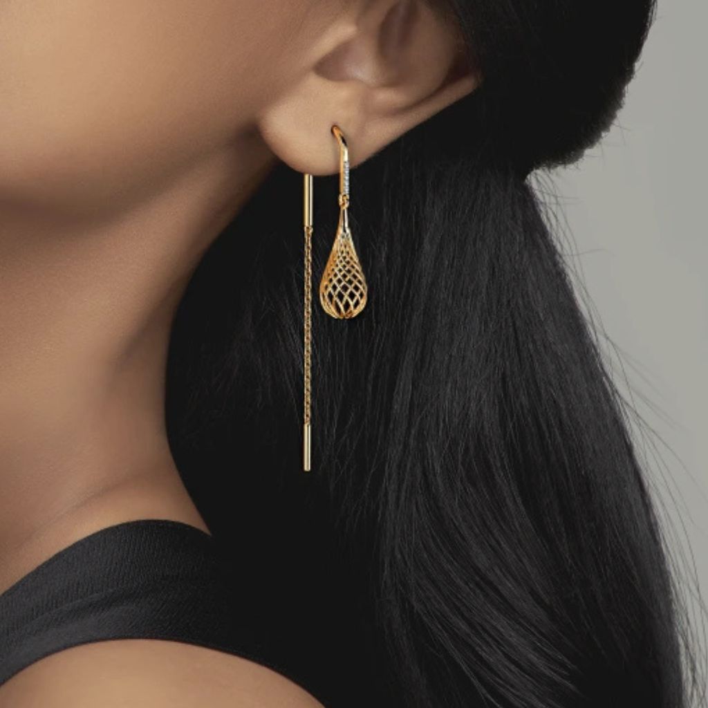 Elegant Long Dangle Diamond Earrings