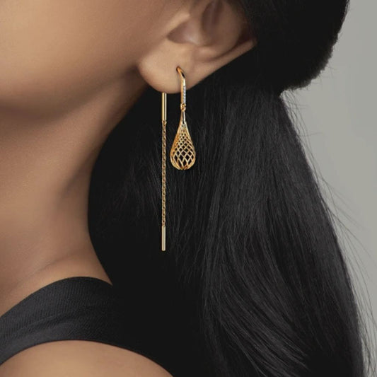 Elegant Long Dangle Diamond Earrings