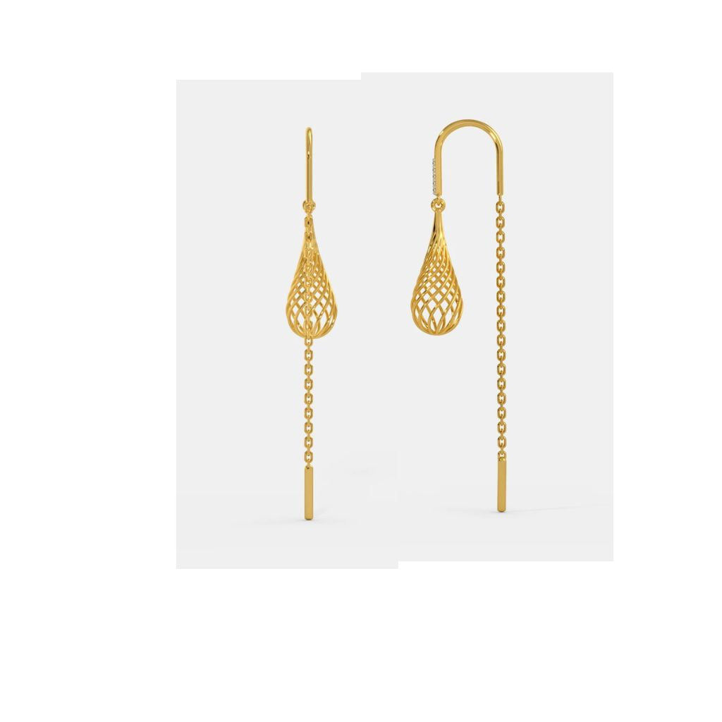 Elegant Long Dangle Diamond Earrings