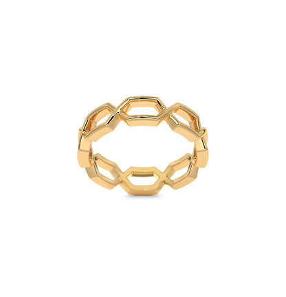 Yellow Gold Hexagonal Link Fashion Ring