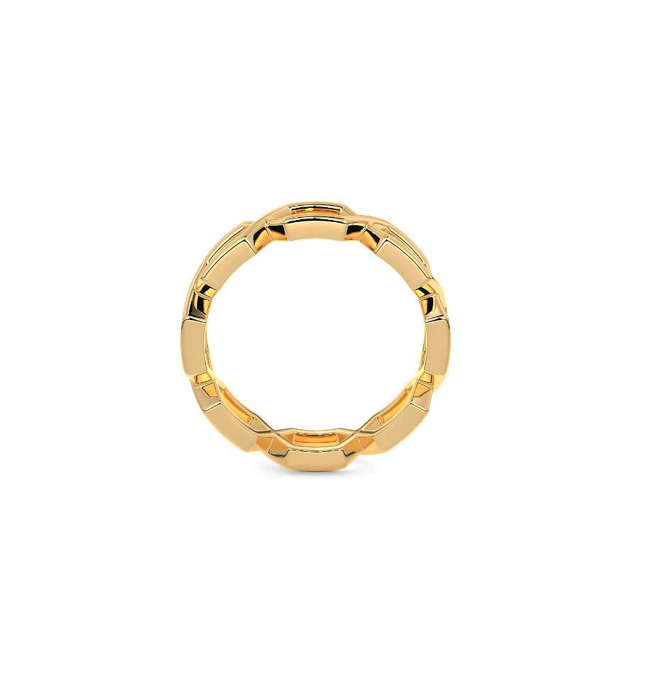 Yellow Gold Hexagonal Link Fashion Ring