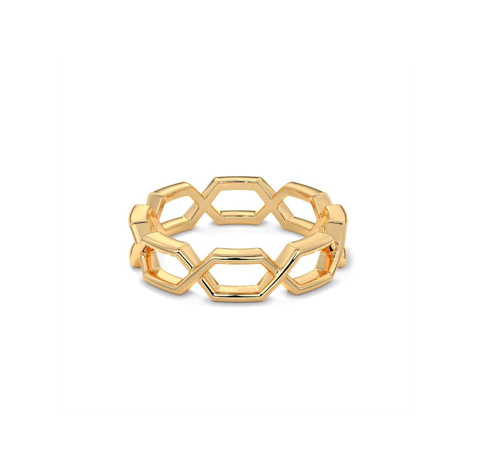 Yellow Gold Hexagonal Link Fashion Ring