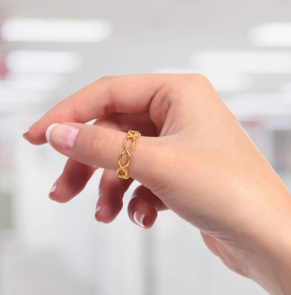 Yellow Gold Hexagonal Link Fashion Ring