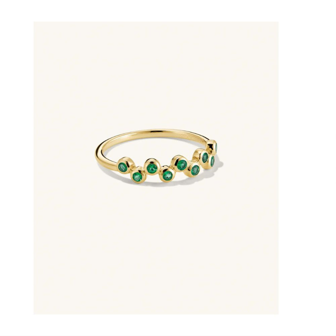 Zig-Zag Radiant Emerald Green Gold Ring