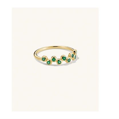Zig-Zag Radiant Emerald Green Gold Ring