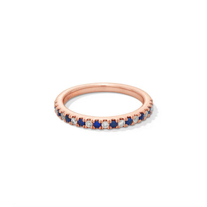 14K Rose Gold Blue Sapphire & Diamond Eternity Ring