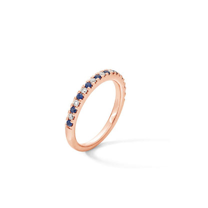 14K Rose Gold Blue Sapphire & Diamond Eternity Ring