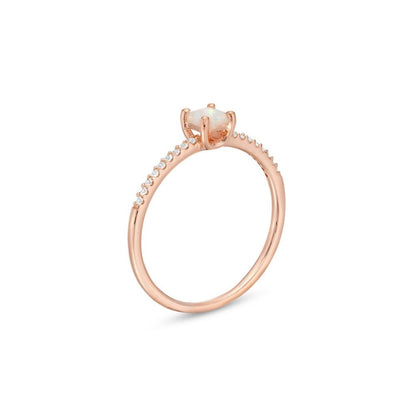 Solitaire Opal With Diamond Rings In 14k Gold