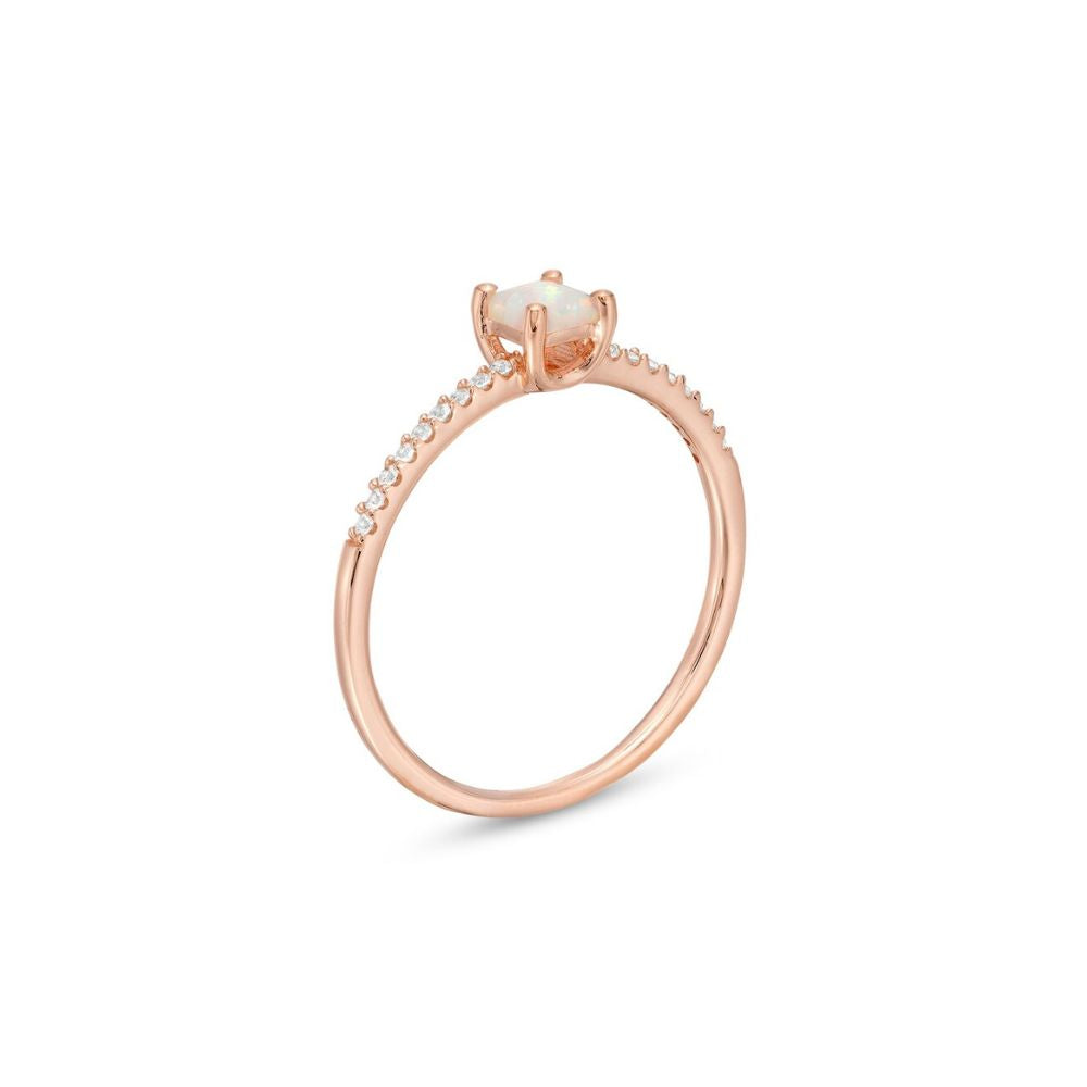 Solitaire Opal With Diamond Rings In 14k Gold