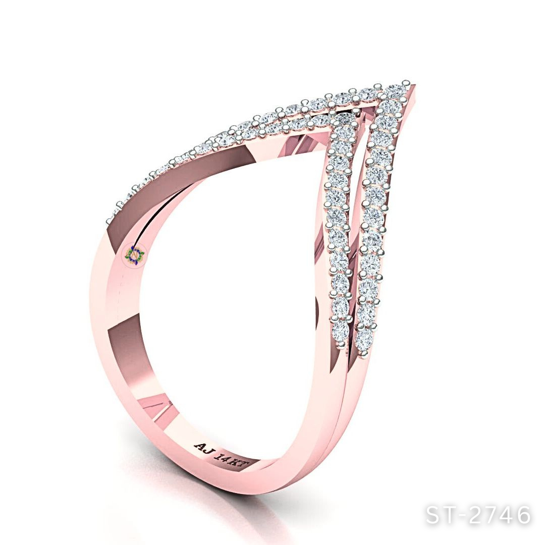 Double Layered Chevron Diamond Ring by Anirudh Jewels