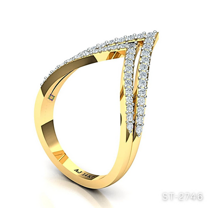 Double Layered Chevron Diamond Ring by Anirudh Jewels