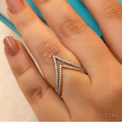 Double Layered Chevron Diamond Ring by Anirudh Jewels