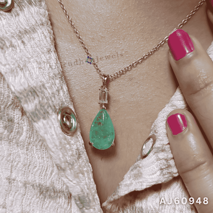 Garden Light Precious Emerald Pendant By Anirudh Jewels