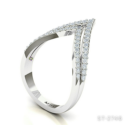 Double Layered Chevron Diamond Ring by Anirudh Jewels