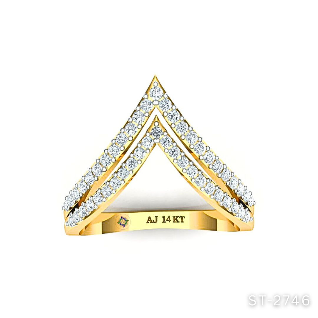 Double Layered Chevron Diamond Ring by Anirudh Jewels