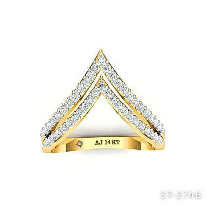 Double Layered Chevron Diamond Ring by Anirudh Jewels