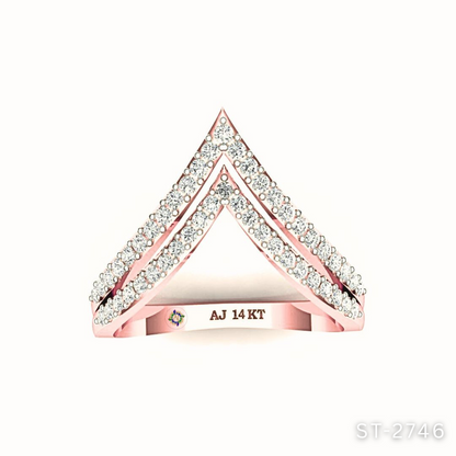 Double Layered Chevron Diamond Ring by Anirudh Jewels