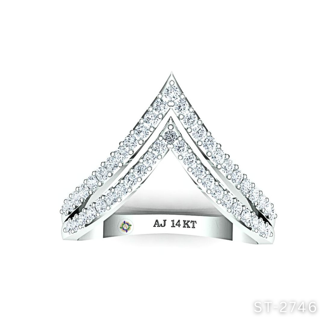 Double Layered Chevron Diamond Ring by Anirudh Jewels