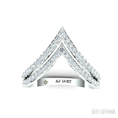 Double Layered Chevron Diamond Ring by Anirudh Jewels