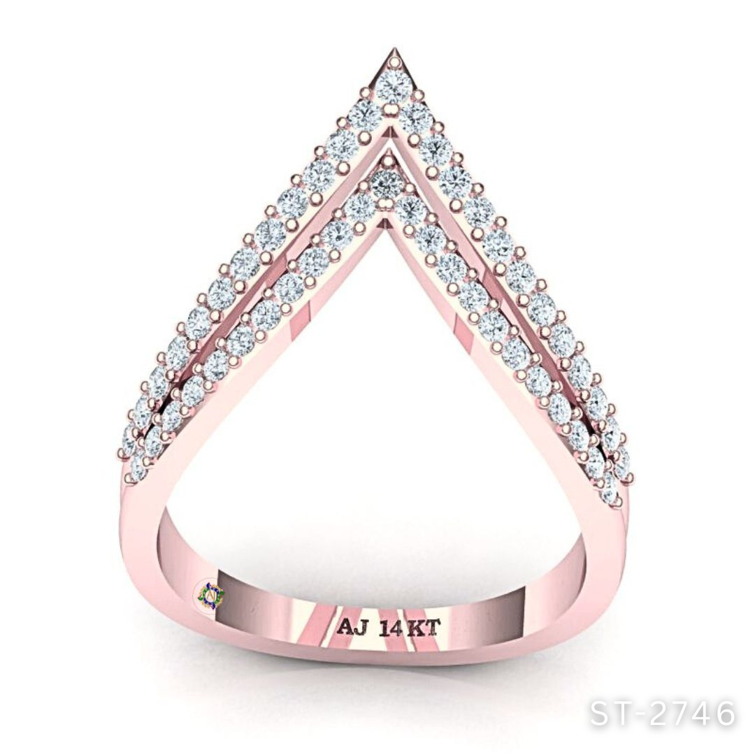 Double Layered Chevron Diamond Ring by Anirudh Jewels