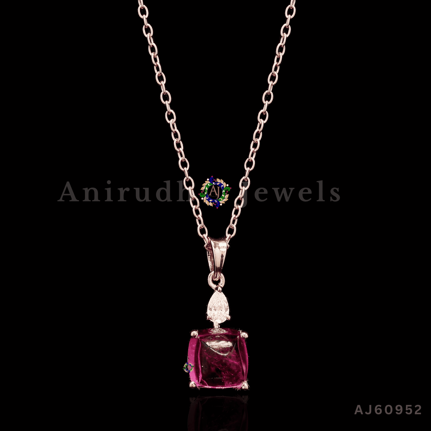 Elegant Ruby and Diamond Pendant By Anirudh Jewels