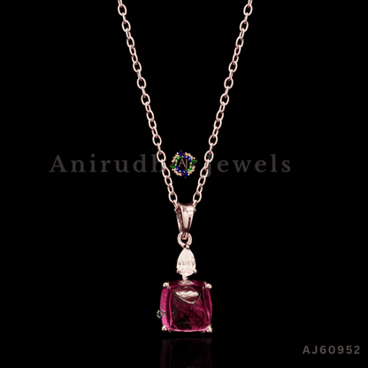 Elegant Ruby and Diamond Pendant By Anirudh Jewels